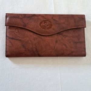 Buxton leather brown 7.25" wallet card money checkbook holder.